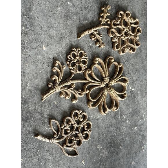 3 Homco Flower Wall Decor, Faux Wood/Wicker, 1978 Vtg Floral - Picture 8 of 9